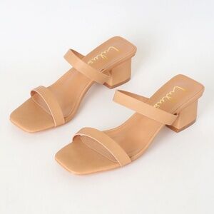 Never worn - Lulus Fallyn Naked Hazelnut Mules